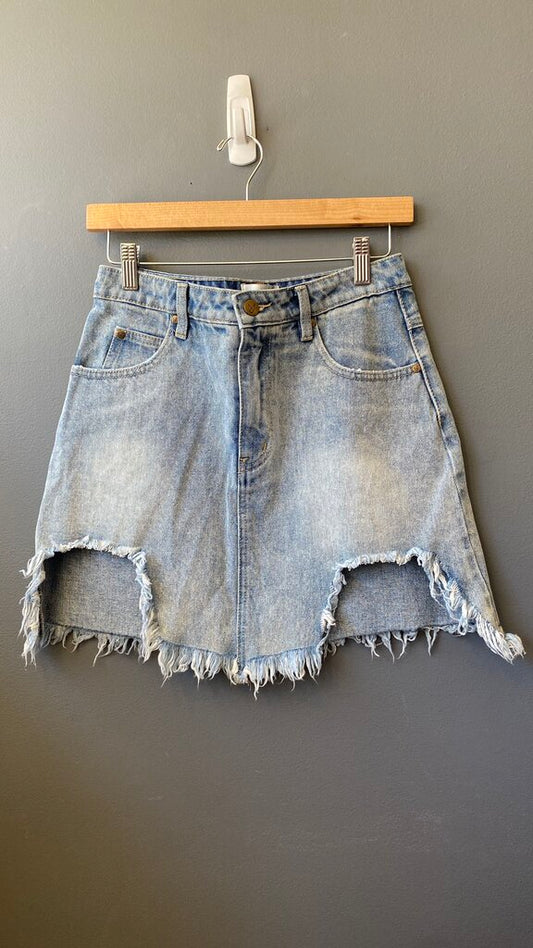Distressed Denim Skirt