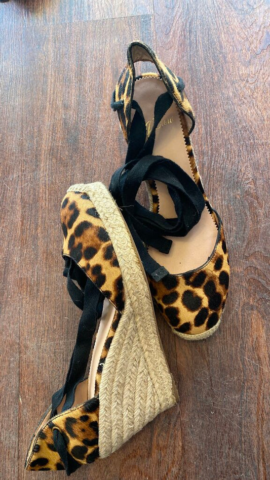 Leopard Espadrille Tie Wedges