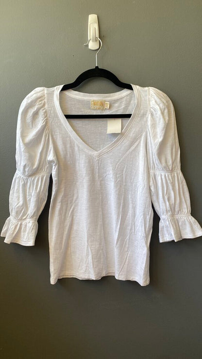 Puff Shoulder Vneck 3/4 Sleeve TShirt