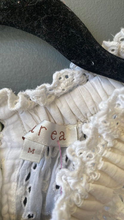 Eyelet Button Back Blouse