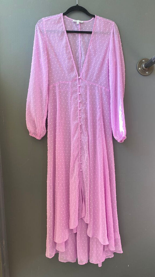 Swiss Dot Button Up Maxi Dress