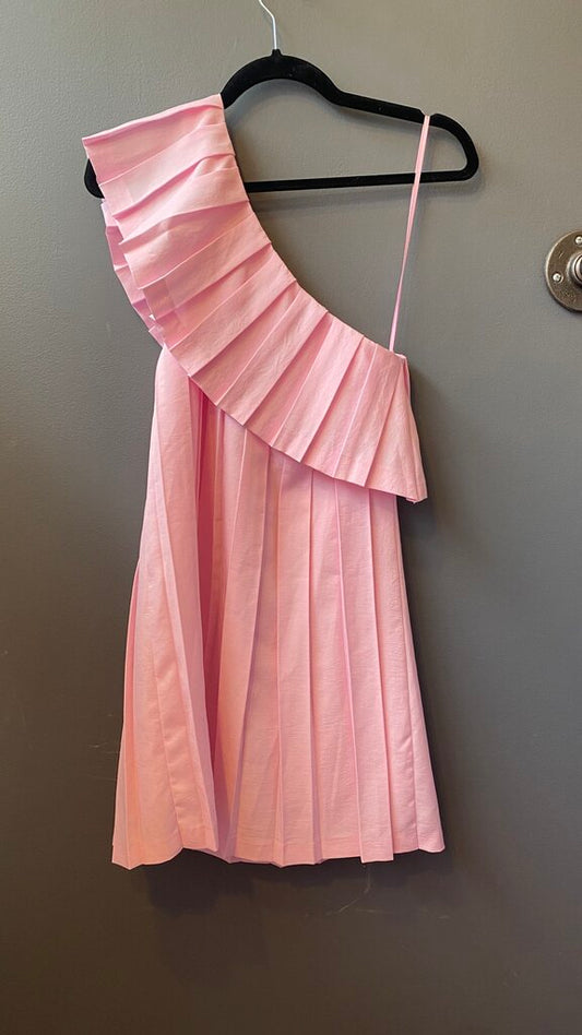 Pleated One Shoulder Dress