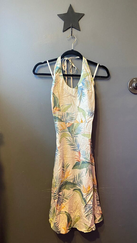 Hawaiian Print Halter Dress
