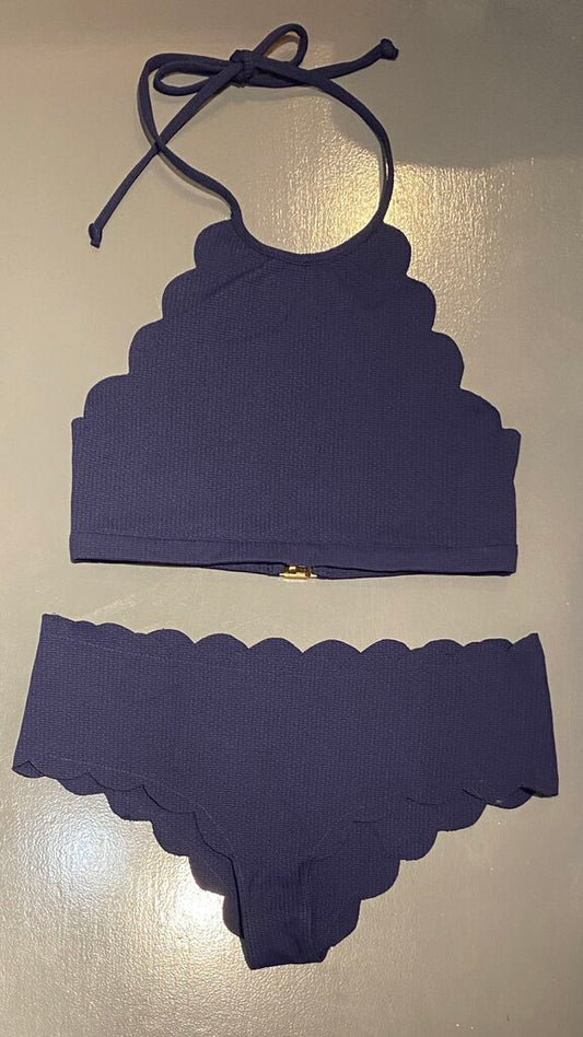 Scalloped High Neck Bikini