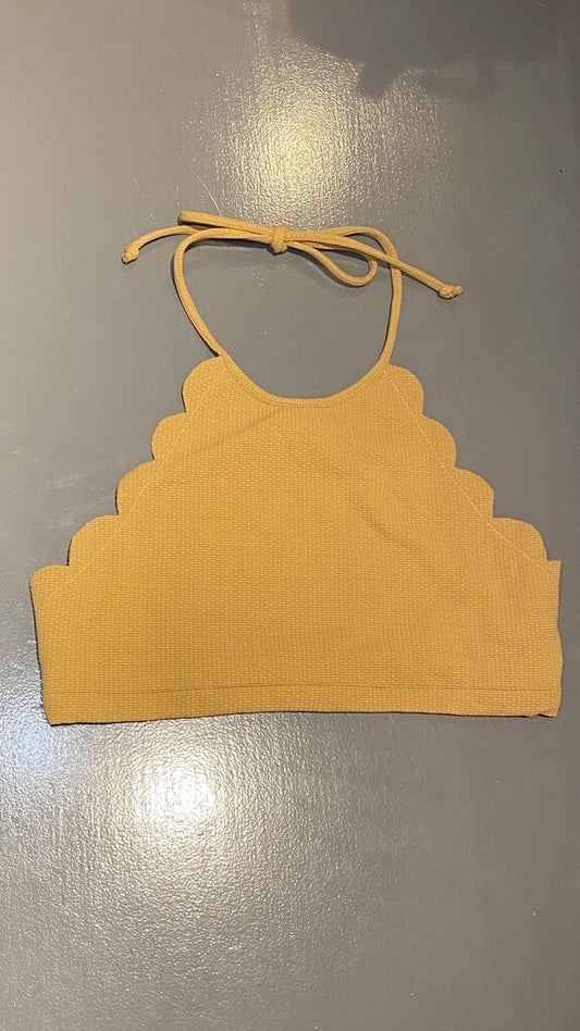 Scalloped High Neck Bikini Top