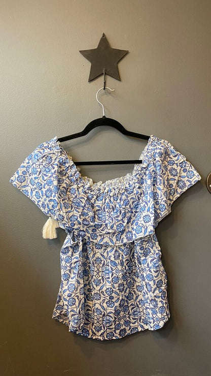 Block Print Ruffle Blouse