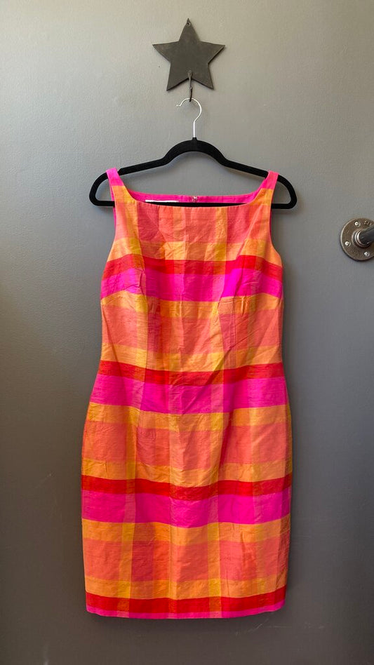 Vintage Silk Plaid Sheath Dress