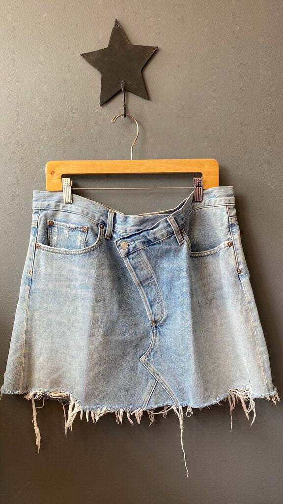 Criss Denim Cut Off Skirt