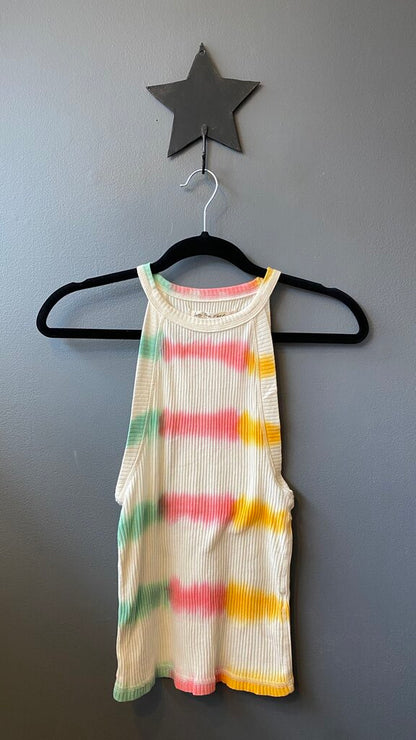 High Neck Ribbed Tie Dye Tank