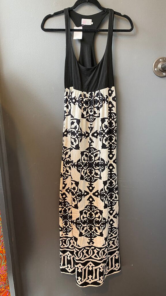 Silk Trellis Maxi Dress
