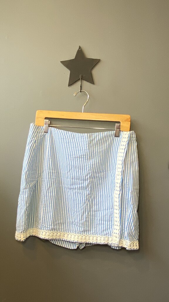 Seersucker Faux Wrap Skort