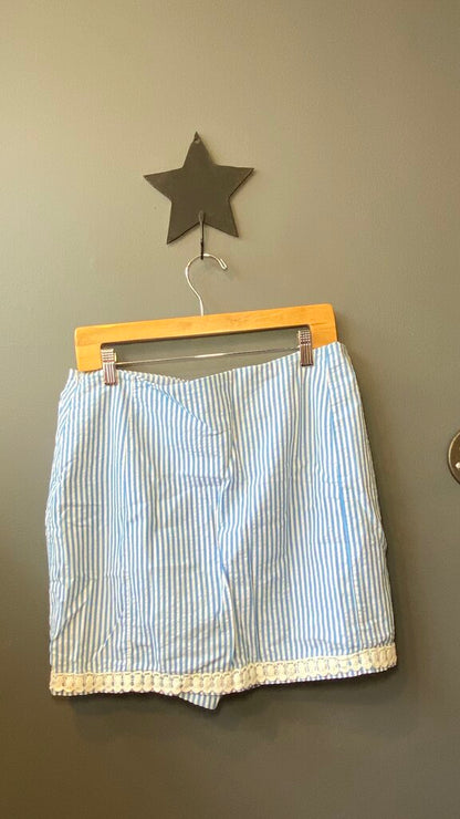 Seersucker Faux Wrap Skort