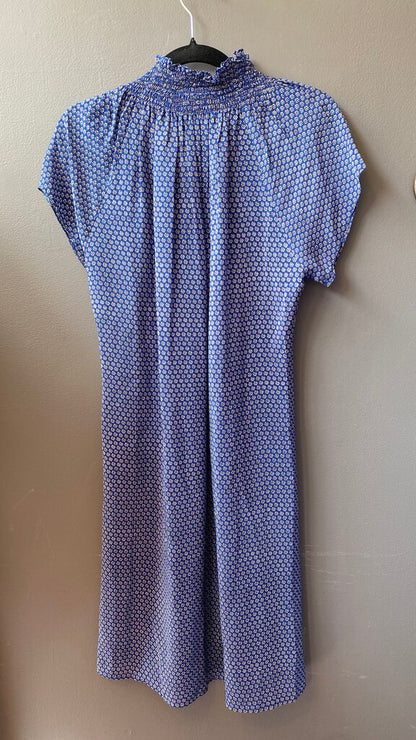 Smock Neck Silk Shift Dress