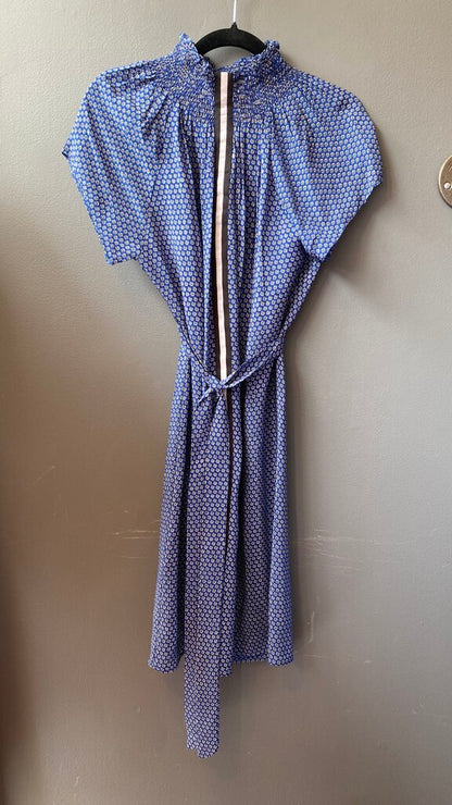 Smock Neck Silk Shift Dress