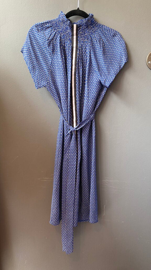 Smock Neck Silk Shift Dress