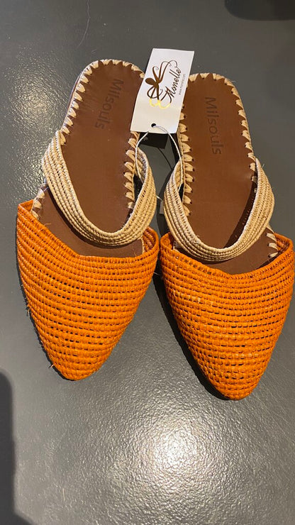 Rattan Maryjane Mule Slides