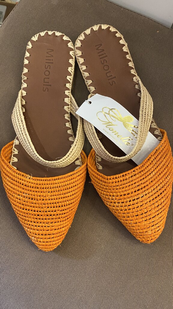 Rattan Maryjane Mule Slides