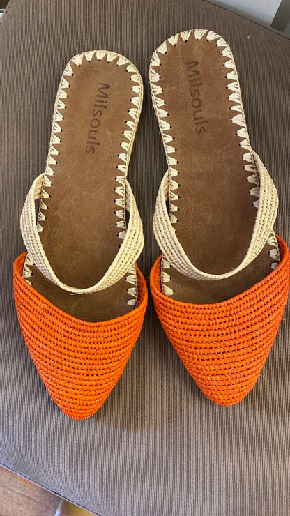 Rattan Maryjane Mule Slides