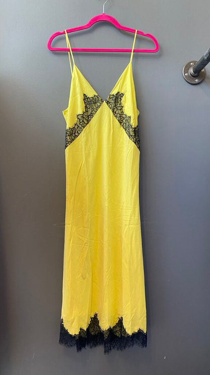 Silk / Rayon Lace Trim Slip Midi Dress