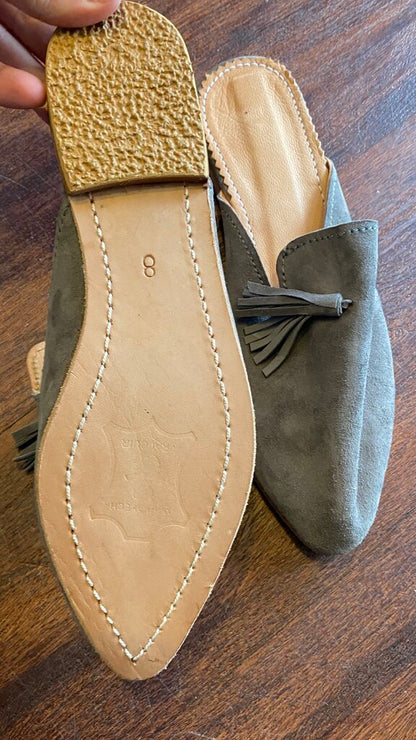 Suede Tassel Mules