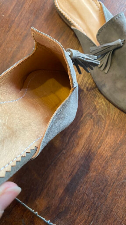 Suede Tassel Mules
