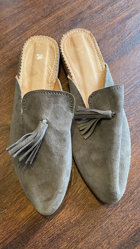 Suede Tassel Mules
