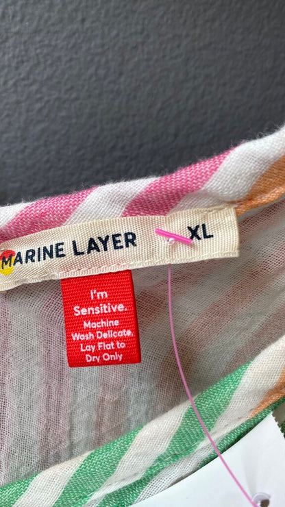 Stripe Gauze Midi Dress