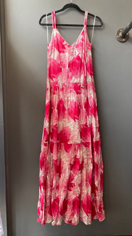Pink Floral Cotton Maxi Dress