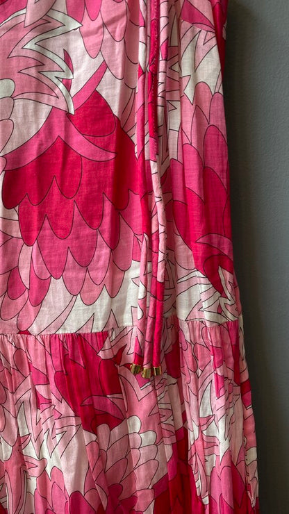 Pink Floral Cotton Maxi Dress