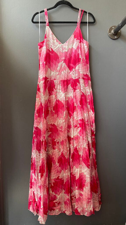 Pink Floral Cotton Maxi Dress