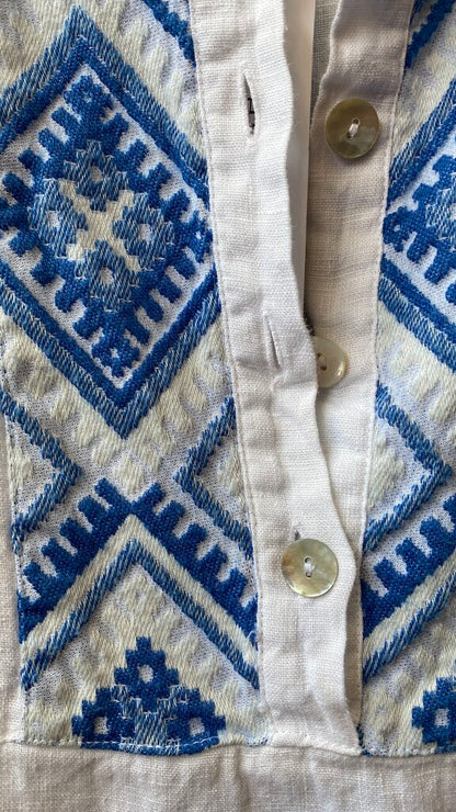 Embroidered Linen Shift Dress