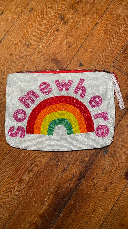 Somewhere Rainbow Beaded Clutch