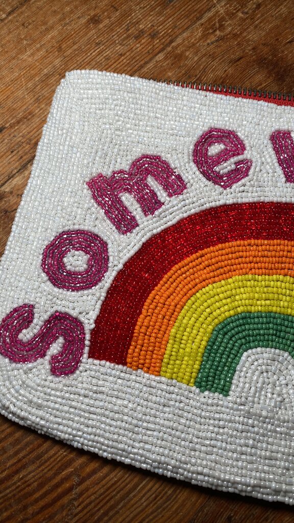 Somewhere Rainbow Beaded Clutch