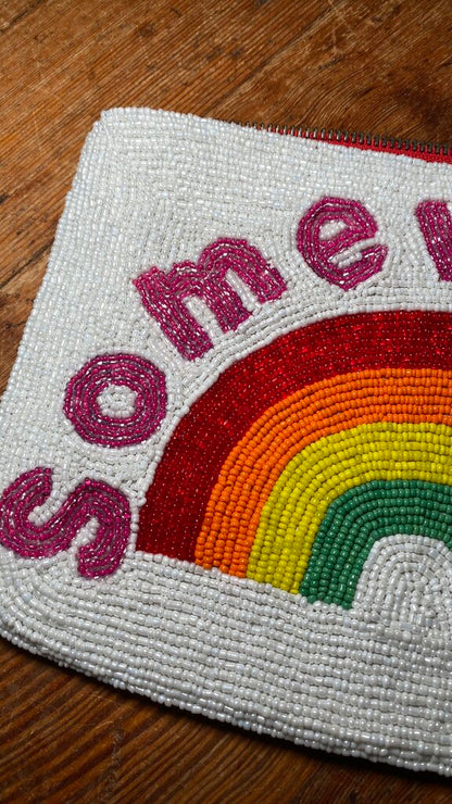Somewhere Rainbow Beaded Clutch