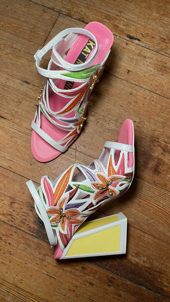 Embroidered Floral Heeled Sandals