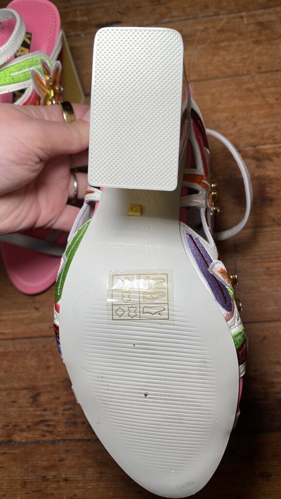 Embroidered Floral Heeled Sandals