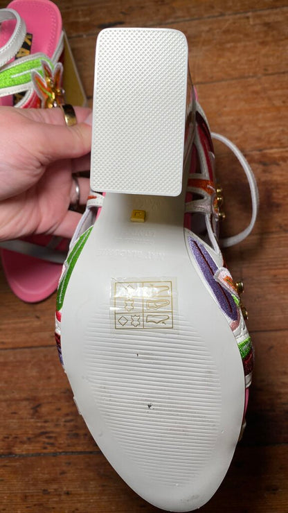 Embroidered Floral Heeled Sandals