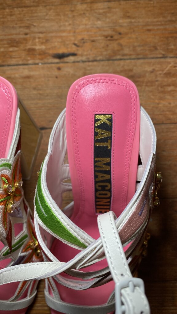 Embroidered Floral Heeled Sandals