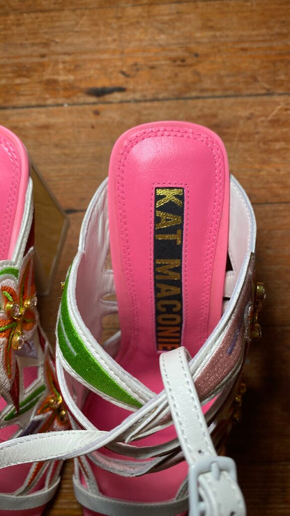 Embroidered Floral Heeled Sandals