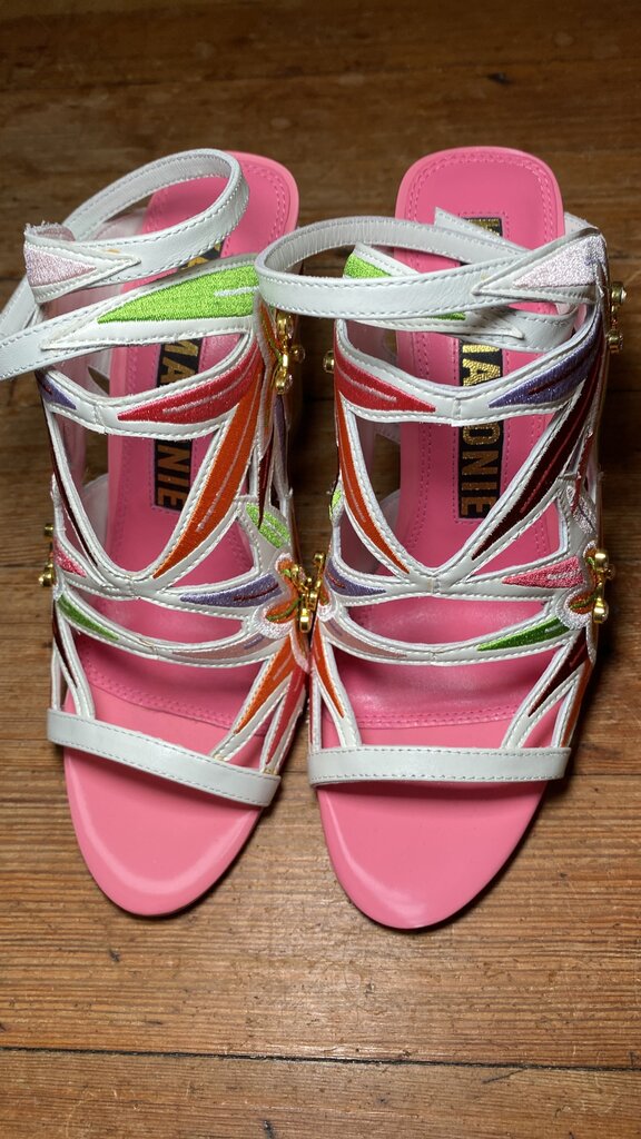 Embroidered Floral Heeled Sandals