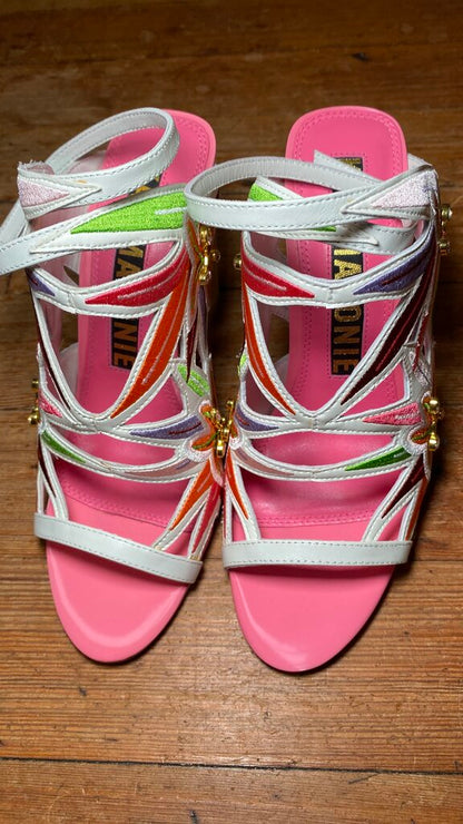 Embroidered Floral Heeled Sandals