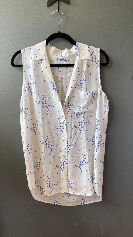 Silk Star Sleeveless Buttton Up Blouse