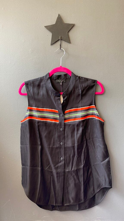 Silk Viscose Sleeveless Button Up Blouse