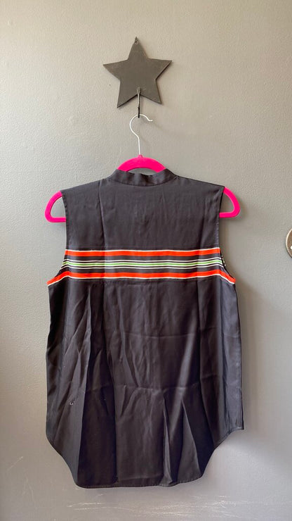 Silk Viscose Sleeveless Button Up Blouse