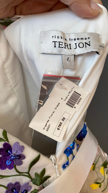 Floral Embroidered Tea Length Dress