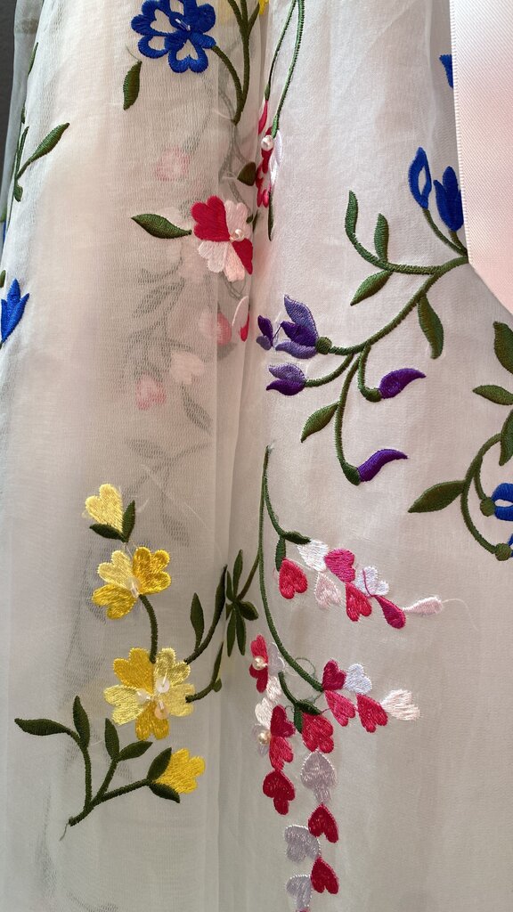Floral Embroidered Tea Length Dress