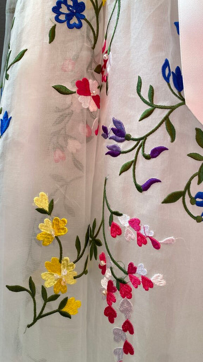 Floral Embroidered Tea Length Dress