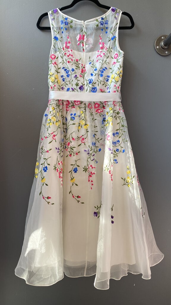 Floral Embroidered Tea Length Dress