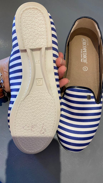 Stripe Satin Flats
