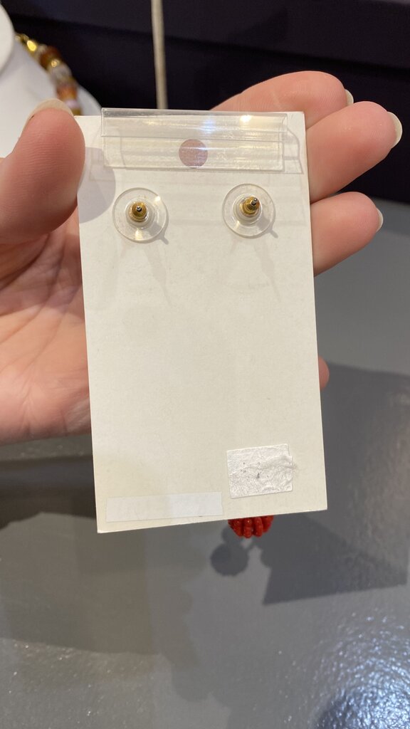 Beaded Ball Dangle Stud Earrings